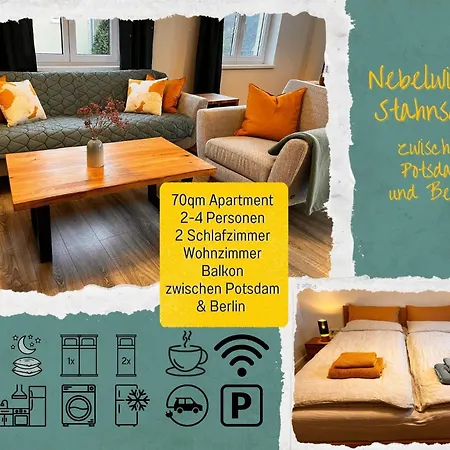 Familienfreundliches Zwischen Potsdam Und Berlin Fuer 2-4 Personen - Parkplatz - Balkon - Voll Ausgestattete Kueche - Wlan - Nebelwiesen דירה