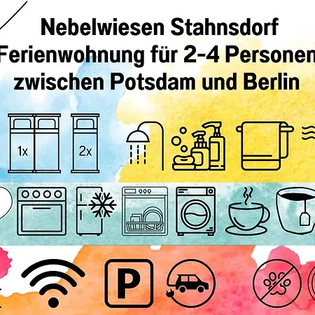 Appartement Apartments Zwischen Potsdam Und Berlin - Kostenfreier Parkplatz - E-Ladestation - Balkon - Voll Ausgestattete Kueche - Waschmaschine - Wlan - Ferienwohnungen Nebelwiesen Stahnsdorf *